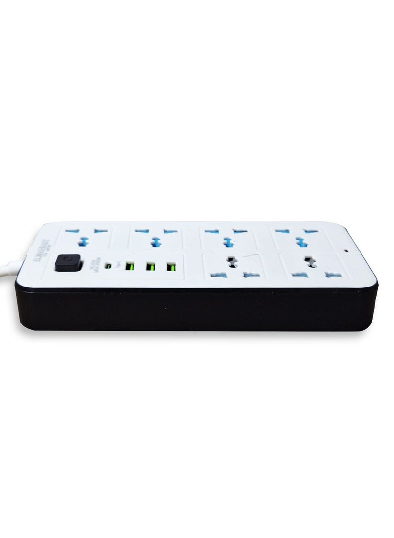 Electric Power strip multicolour - 2500 watt, Auto max 10 A / 220-250V , with 6 Outlet , 200 CM cable , 3 Port USB and 1 port type-c for Laptop, PC, MacBook , Home and Office Electrical appliances and Mobile charger - Image 3